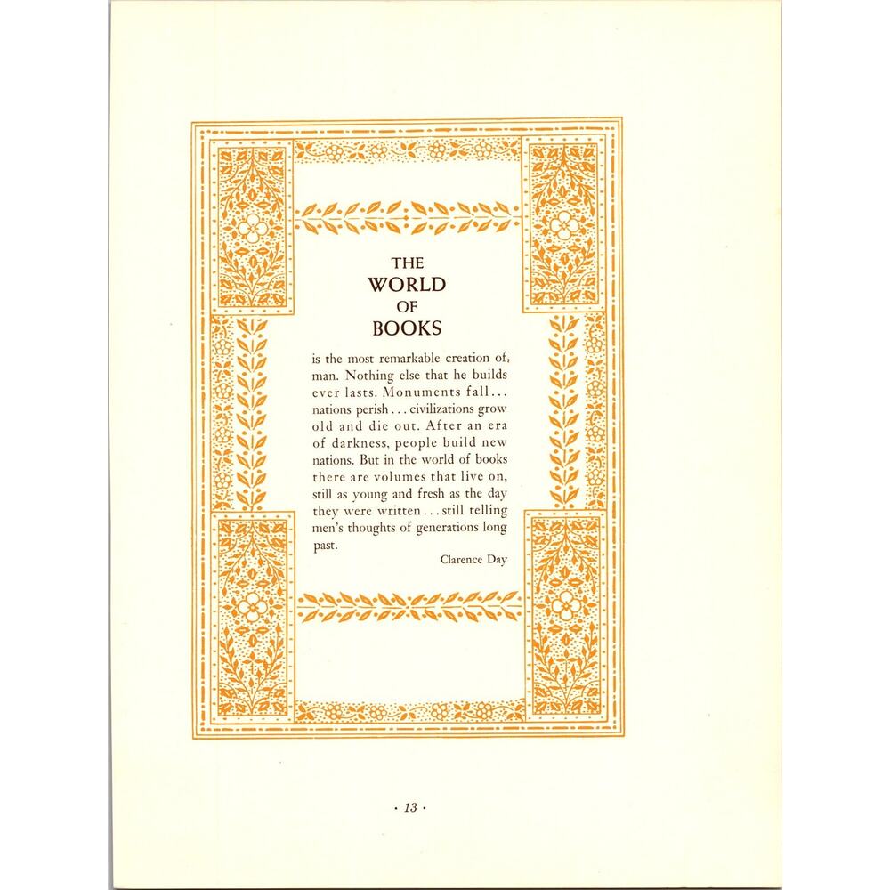 The World Of Books Clarence Day Vintage Poem SK2 - Picture 1 of 2